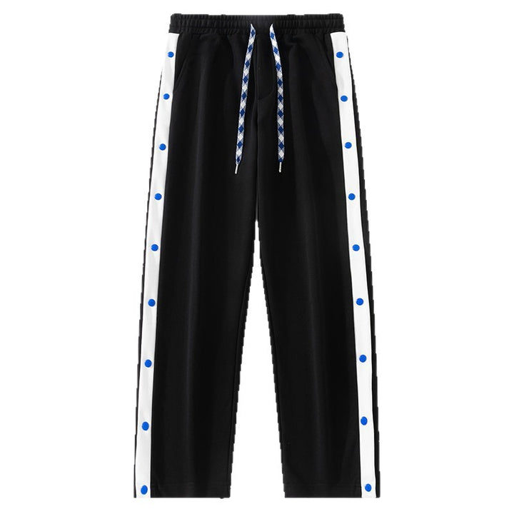 Men's jogging pants with snap button side stripes, elastic waistband & drawstring Mune Fashion