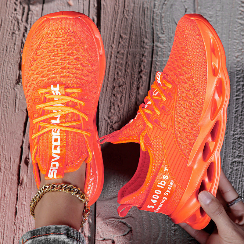 Ladies Air Cushion Sneakers with Transparent Air Sole and Knitted Upper Mune Fashion