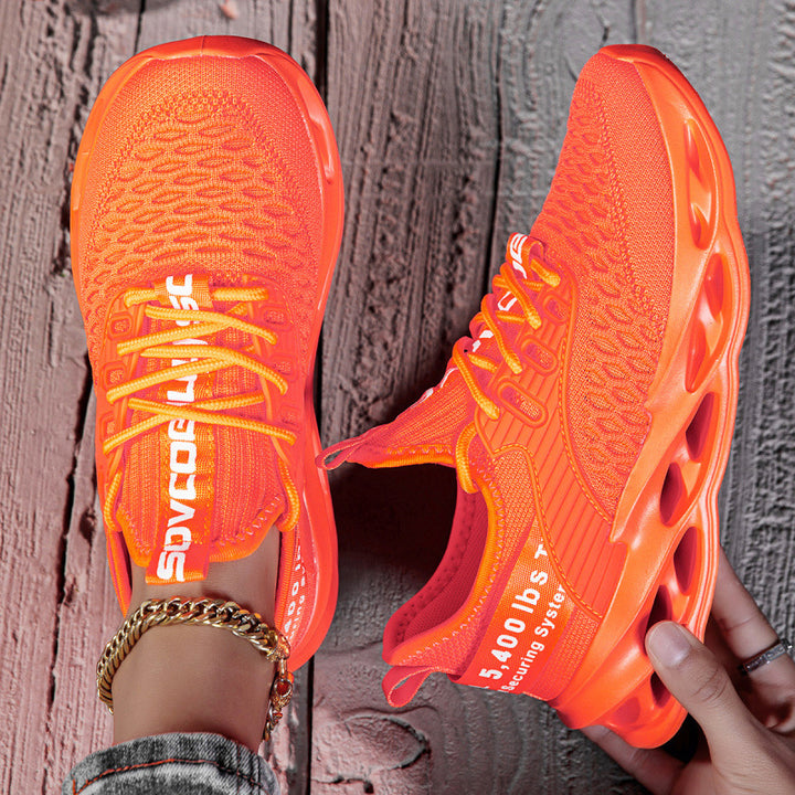 Ladies Air Cushion Sneakers with Transparent Air Sole and Knitted Upper Mune Fashion