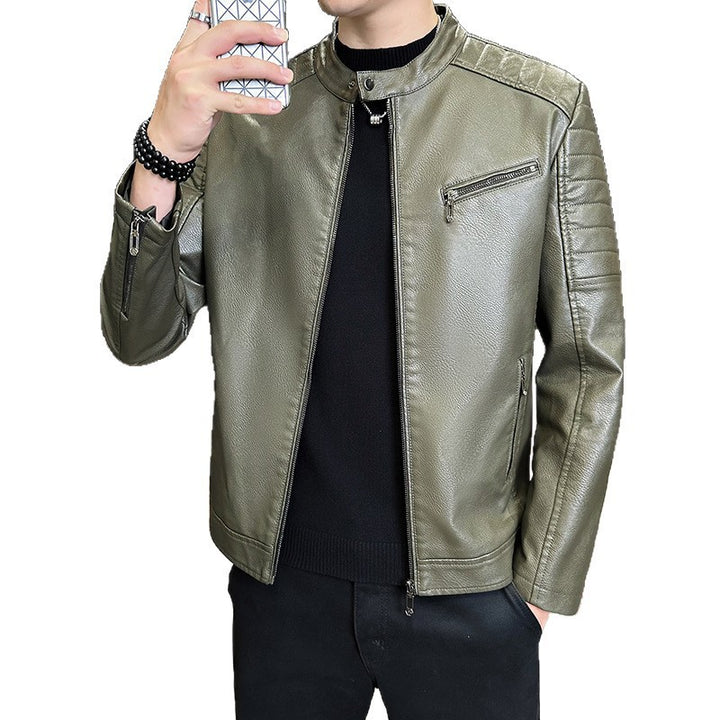 Men's Fashion Faux Leather Jacket with Stand-Up Collar Mune Fashion 1788322179