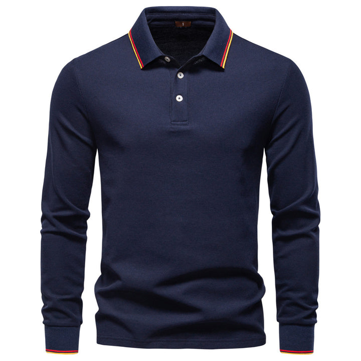Men's tailored long-sleeve polo made of fine cotton pique with concealed button placket and ribbed cuffs Mune Fashion