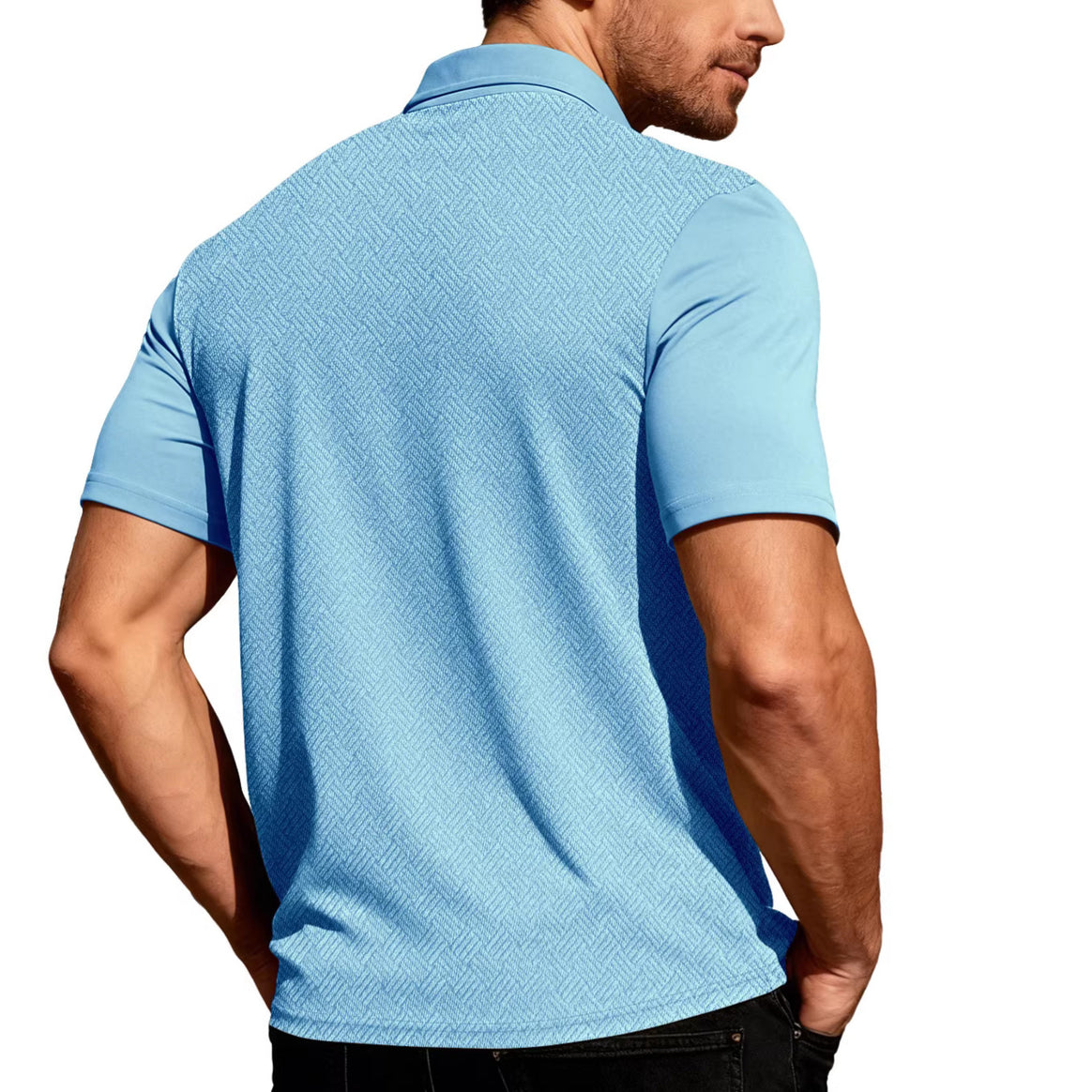 Men's leisure short sleeve shirt with jacquard texture, contrasted button placket and chest pocket Mune Fashion
