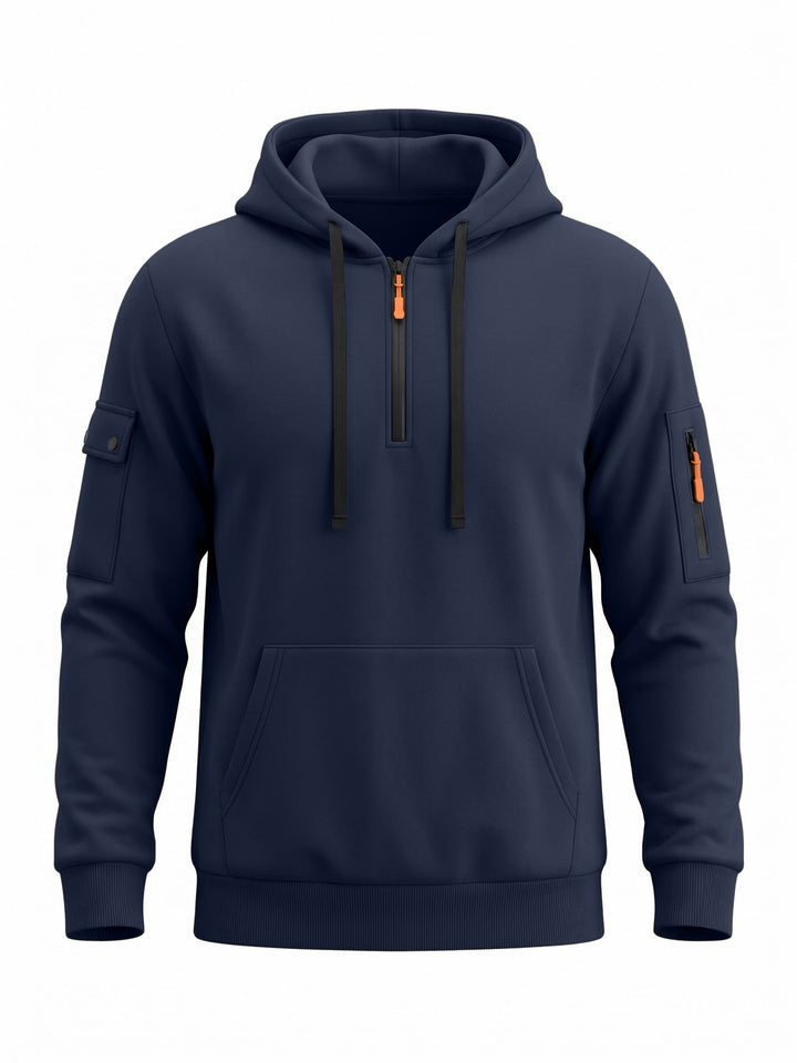 Men's hoodie with half zipper and utility arm pocket Mune Fashion