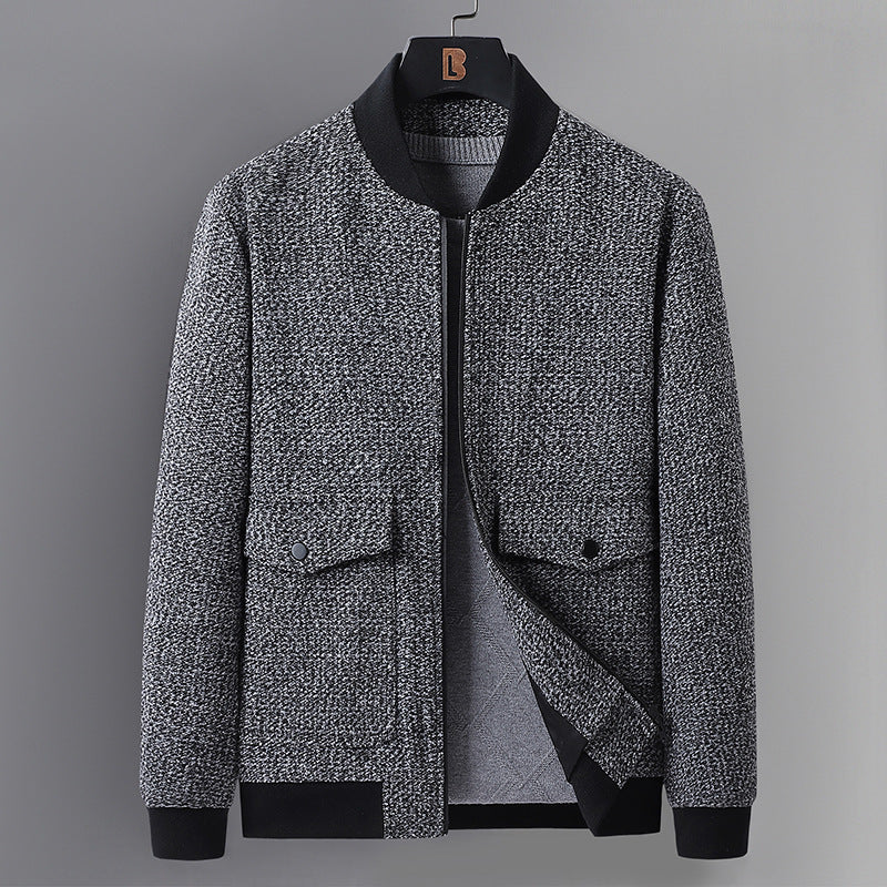 Men's Structured Bomber Jacket with Quilted Lining and Flap Pockets Mune Fashion