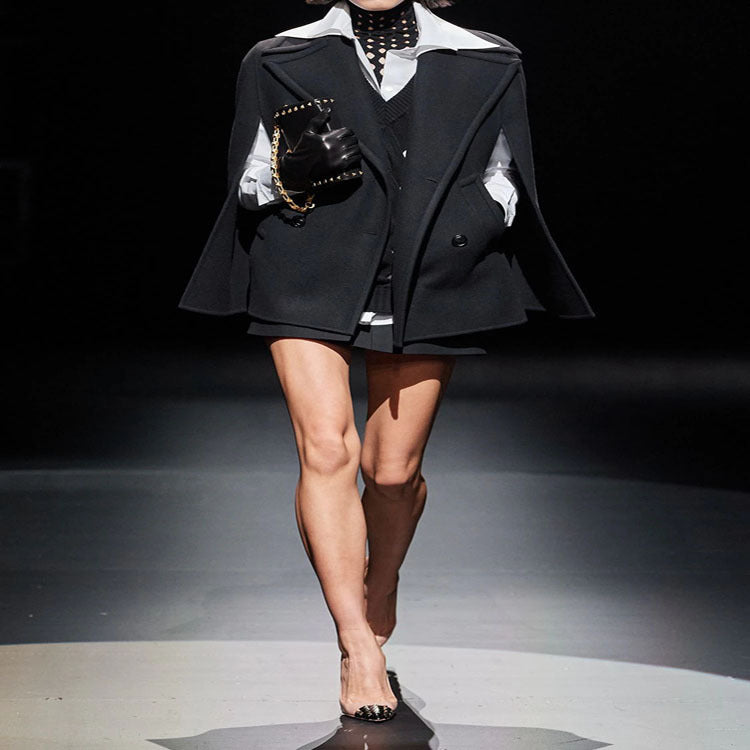 Women Short Cape Blazer in minimalist tailoring with boxy silhouette Mune Fashion