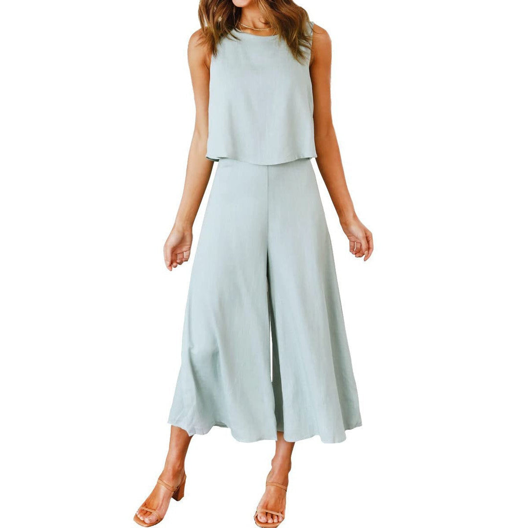 Women Airy Jumpsuit with Flowing Leg and Sleeveless Design Mune Fashion