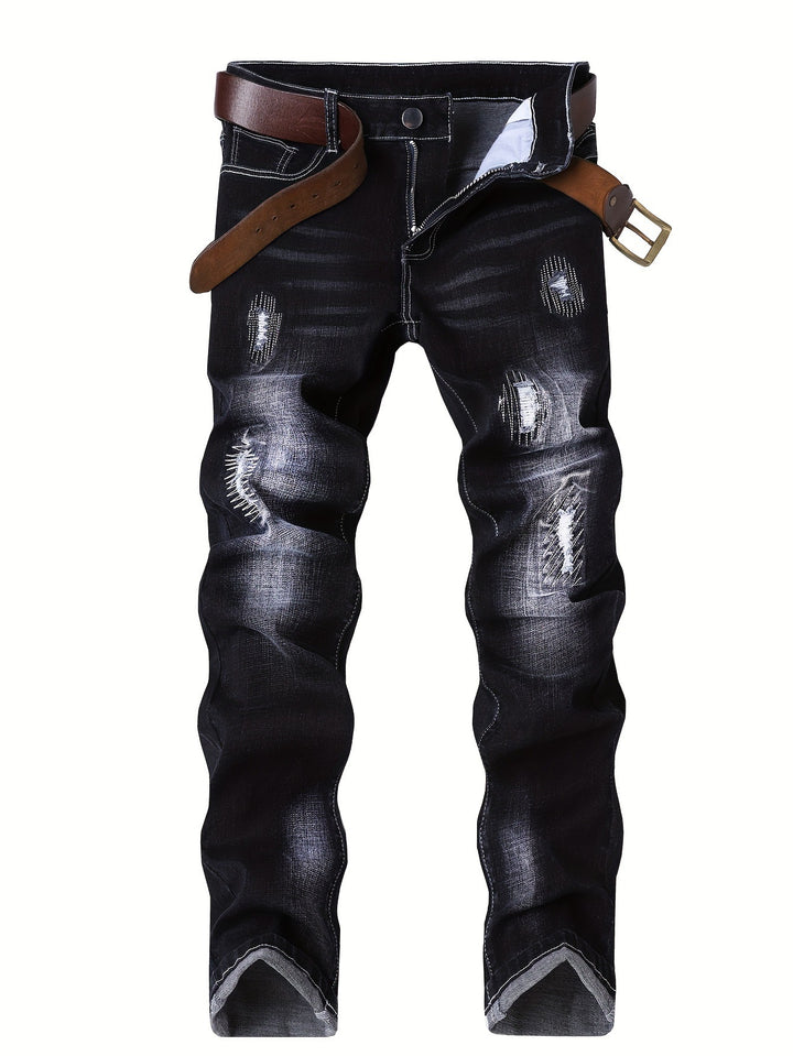 Men's Elegant Slim-Fit Jeans with Trendy Washing Effects Mune Fashion