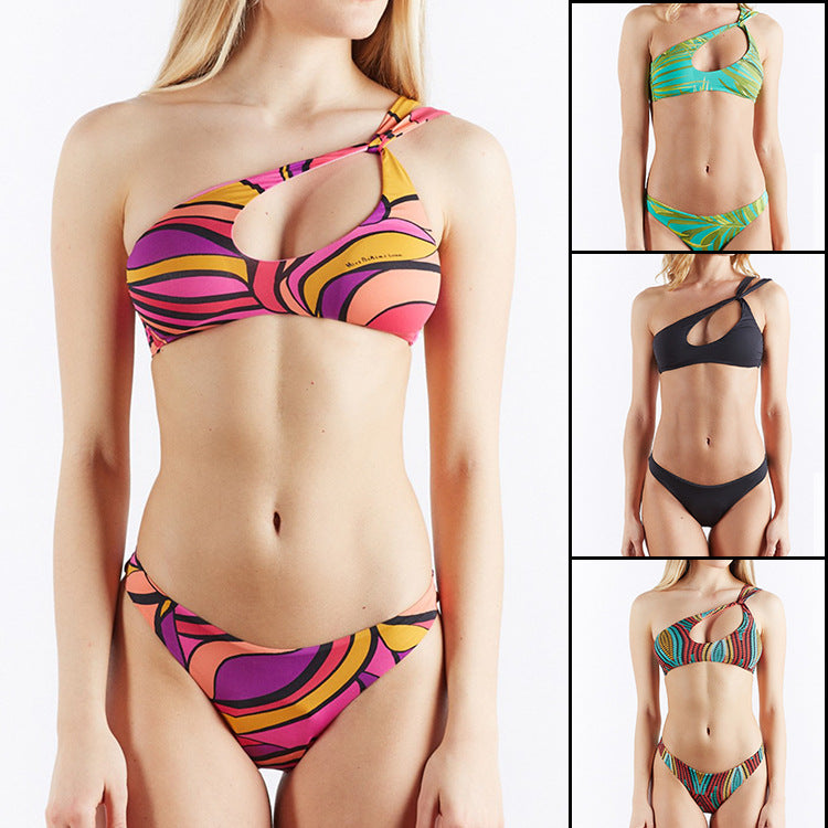 Ladies One-Sided Bikinis with Fashionable Cut-Out Mune Fashion
