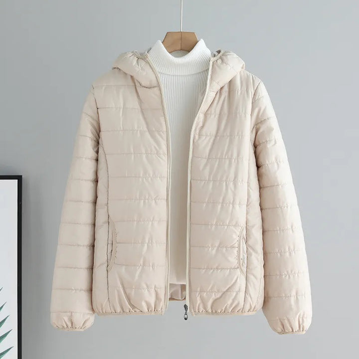 Women's padded hoodie jacket with light thermal filling and hidden zipper Mune Fashion