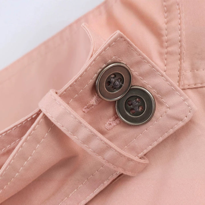 Women Lightweight Cropped Field Jacket with Stand-up Collar, Drawstring and Flap Pockets Mune Fashion