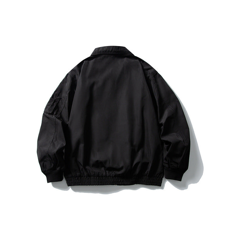 Men's Lightweight Utility Zip Jacket with Zipper, Arm Pocket and Elastic Hem Mune Fashion