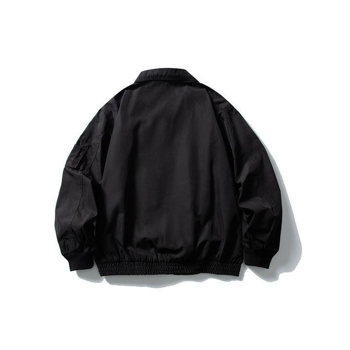 Men's Lightweight Utility Zip Jacket with Zipper, Arm Pocket and Elastic Hem Mune Fashion