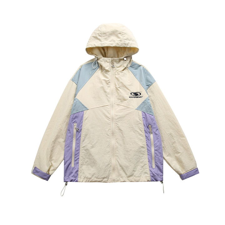Unisex Light Hooded Windbreaker in Colorblock Design with Two-Way Zipper Mune Fashion