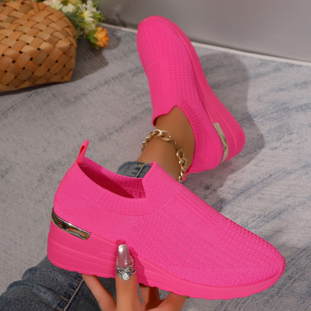 Women's  Sock Sneaker with elastic knitted upper leopard pattern and wedge profile sole Mune Fashion