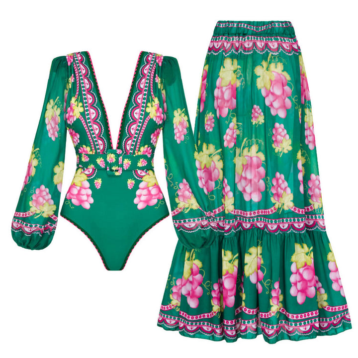Women Stylish Elegant Swimsuit and Skirt Set Mune Fashion