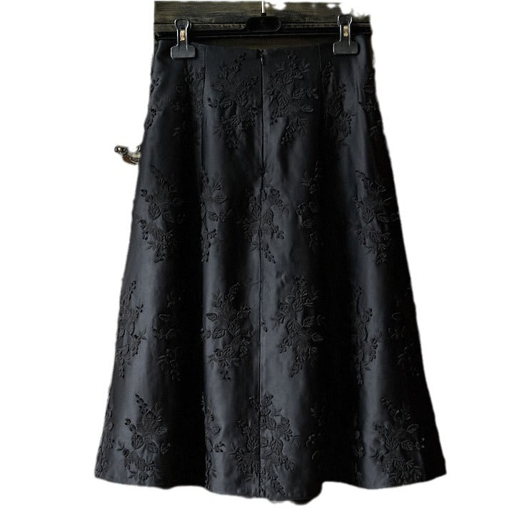 Ladies Elegant Maxi Skirt with Floral Relief Mune Fashion