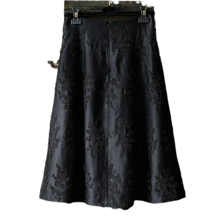 Ladies Elegant Maxi Skirt with Floral Relief Mune Fashion
