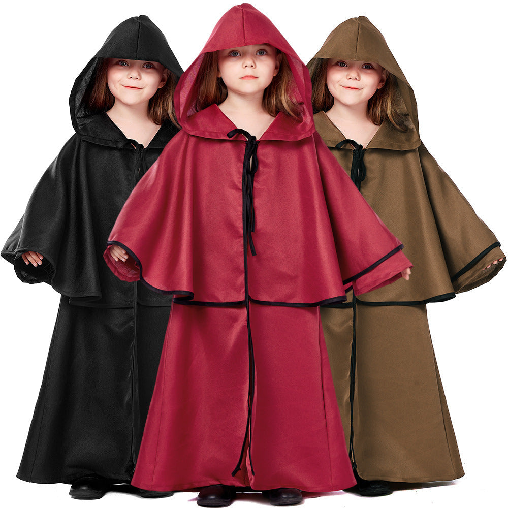 Girl Wizard Costume with Hood and Wide Design Mune Fashion