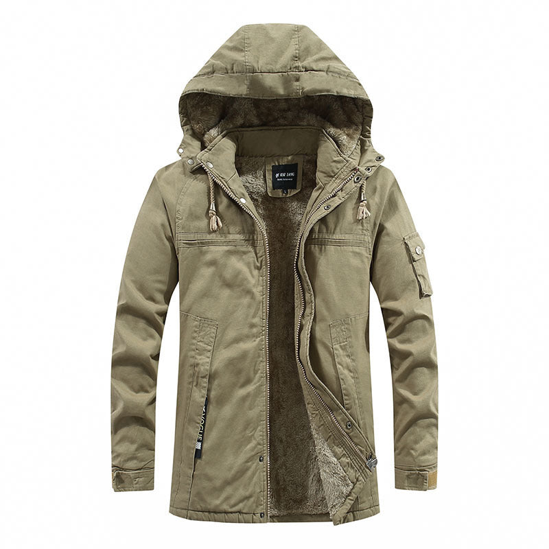 Men's windproof canvas parka with cozy teddy fleece lining and functional hood Mune Fashion