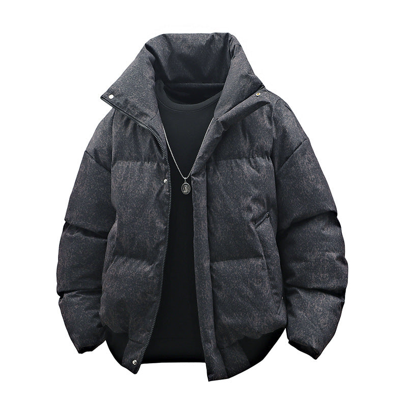 Men's short padded quilted jacket with high stand-up collar and matte structured optics Mune Fashion