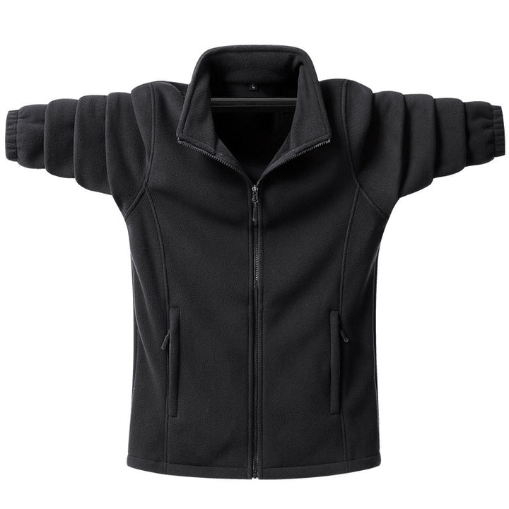 Men's classic fleece jacket with full-length zipper, stand-up collar, and concealed pockets Mune Fashion