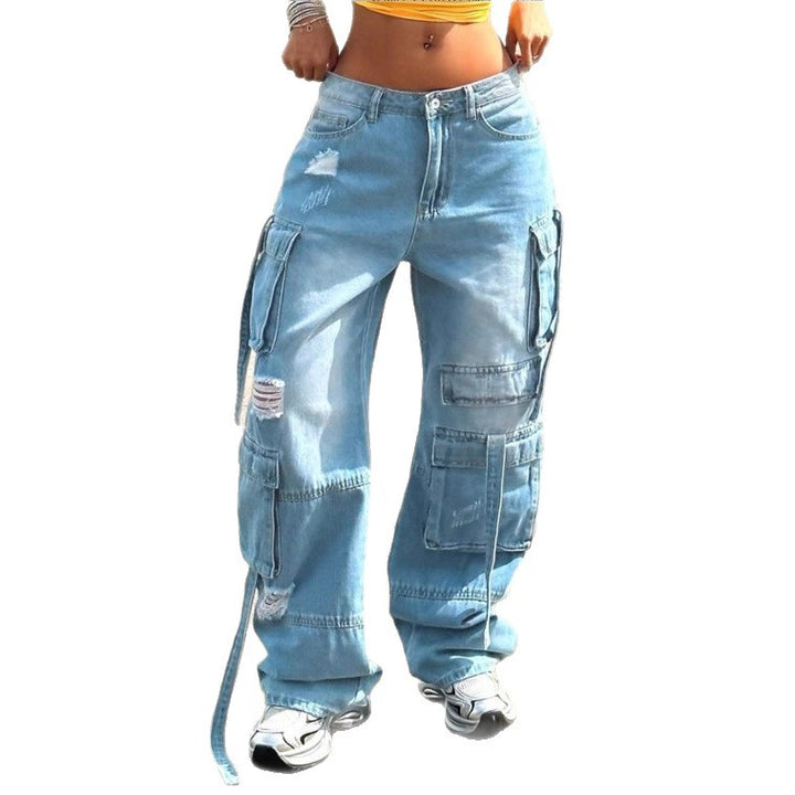 Women's cargo jeans in a wide baggy cut with multiple cargo pockets Mune Fashion