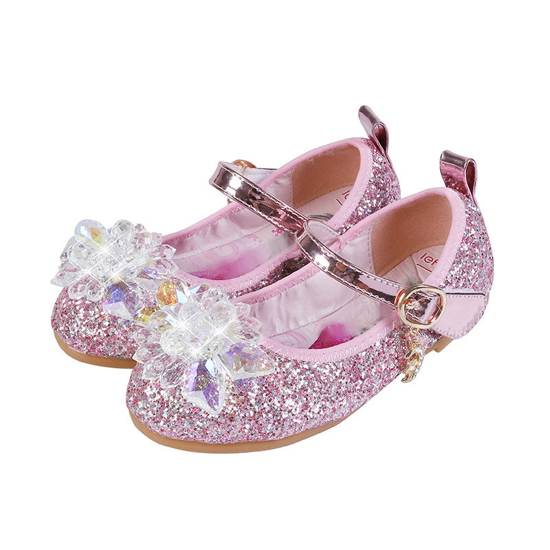 Girls Glittering Ballerina Sandals with Flower Appliqués Mune Fashion