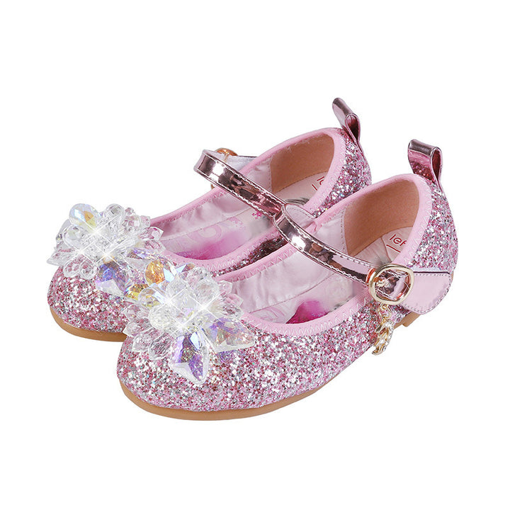 Girls Glittering Ballerina Sandals with Flower Appliqués Mune Fashion