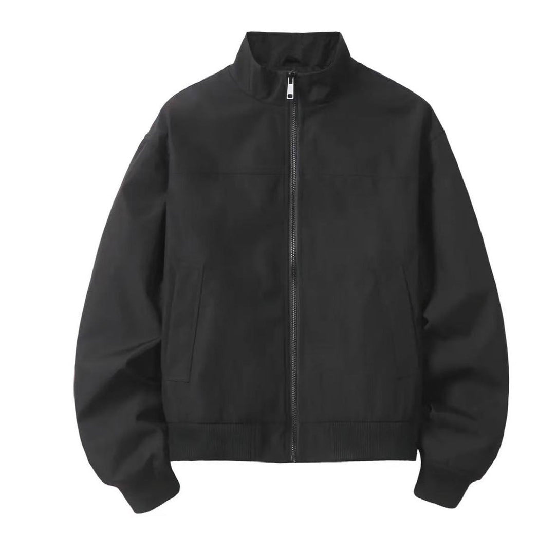 Men's Minimalist Utility Zip Bomber Jacket with High Collar and Concealed Pockets Mune Fashion