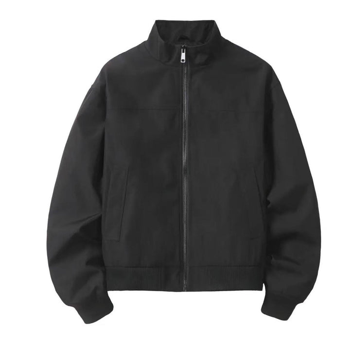 Men's Minimalist Utility Zip Bomber Jacket with High Collar and Concealed Pockets Mune Fashion