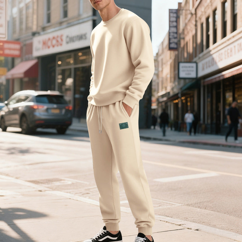 Men's relaxed-fit cotton fleece jogging pants with elastic drawstring, ribbed cuffs, and subtle patch application Mune Fashion
