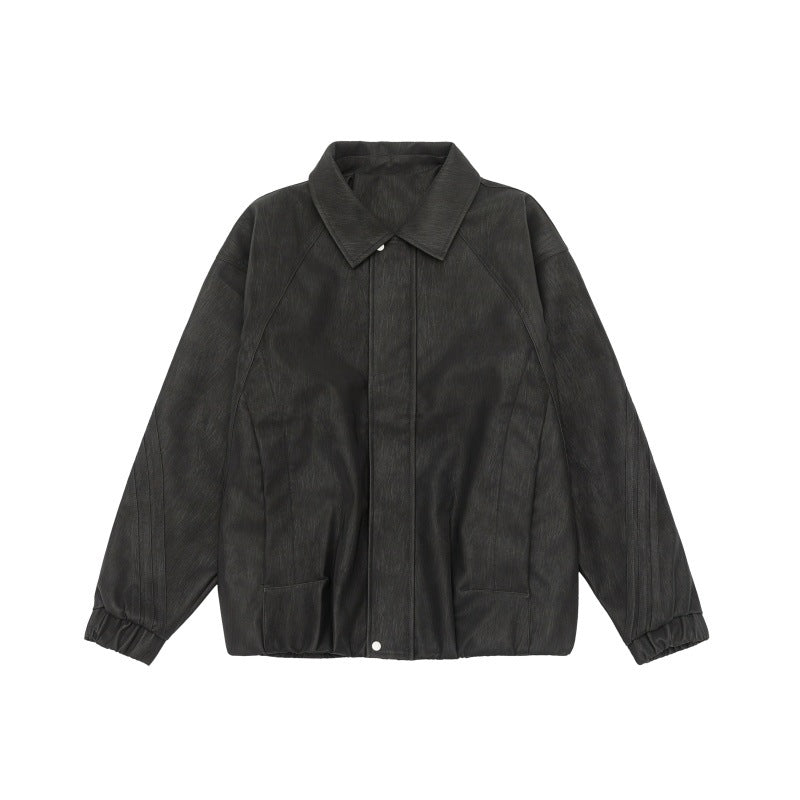Unisex Boxy Shirt Jacket with concealed press stud placket, raglan seams and elastic hem Mune Fashion