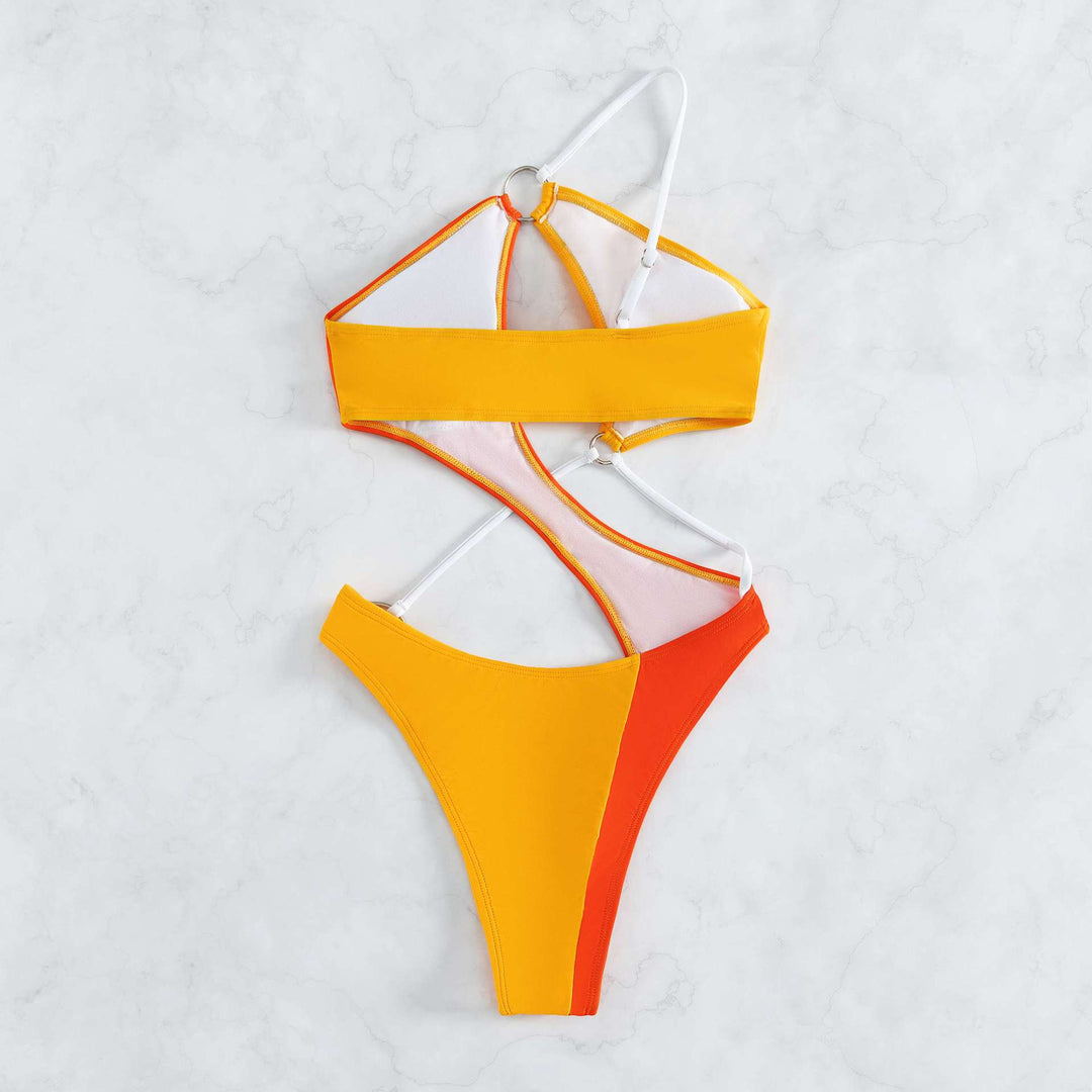 Women One-Piece Swimsuit with Innovative Cut-Out and Fashionable Ring Details Mune Fashion