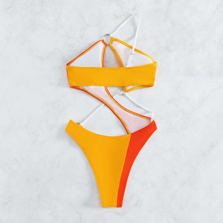 Women One-Piece Swimsuit with Innovative Cut-Out and Fashionable Ring Details Mune Fashion