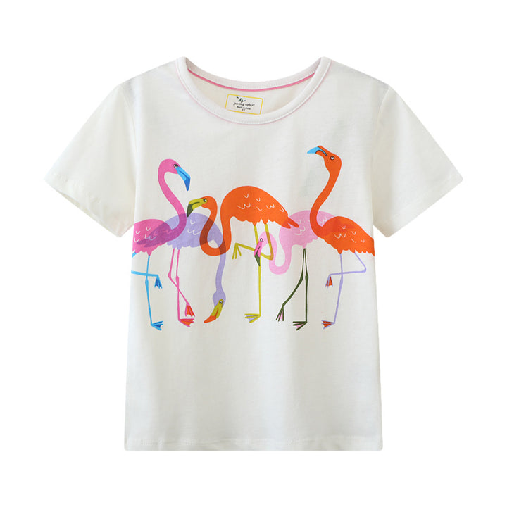 Girls T-shirt with colorful flamingo design Mune Fashion