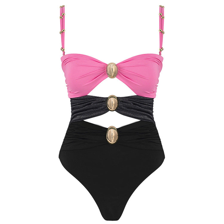 Women's swimsuit with stylish drapings and elegant gold accents Mune Fashion