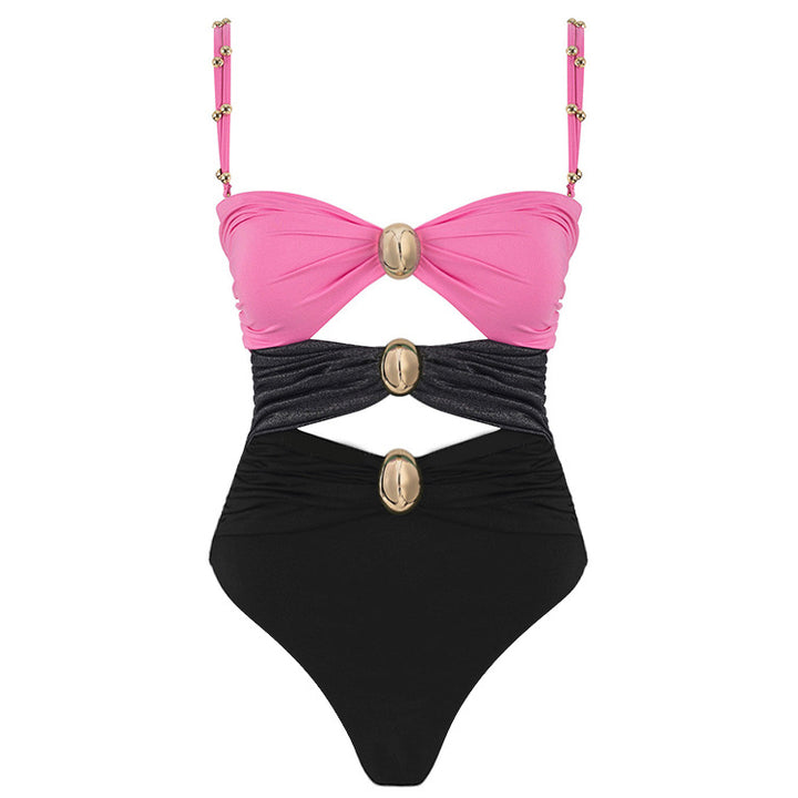 Women's swimsuit with stylish drapings and elegant gold accents Mune Fashion
