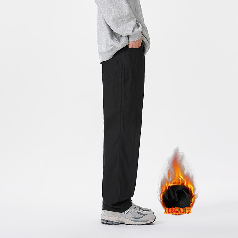 Herren Gerade geschnittene Utility-Hose mit elastischem Bund und markanten Ziernähten Mune Fashion