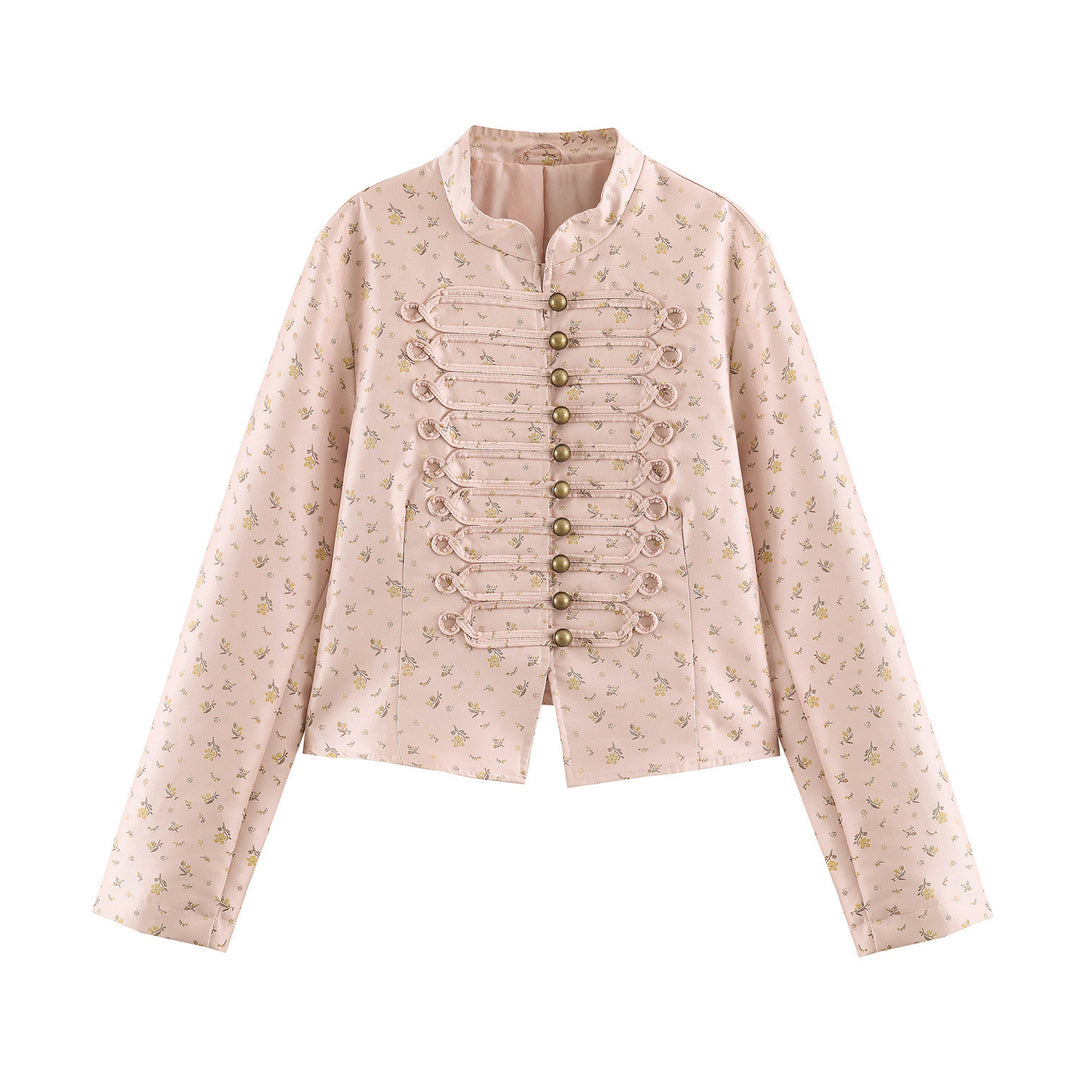 Ladies short jacket with Mandarin collar and decorative toggle fastenings Mune Fashion
