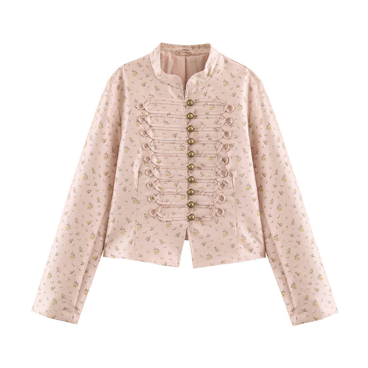 Ladies short jacket with Mandarin collar and decorative toggle fastenings Mune Fashion