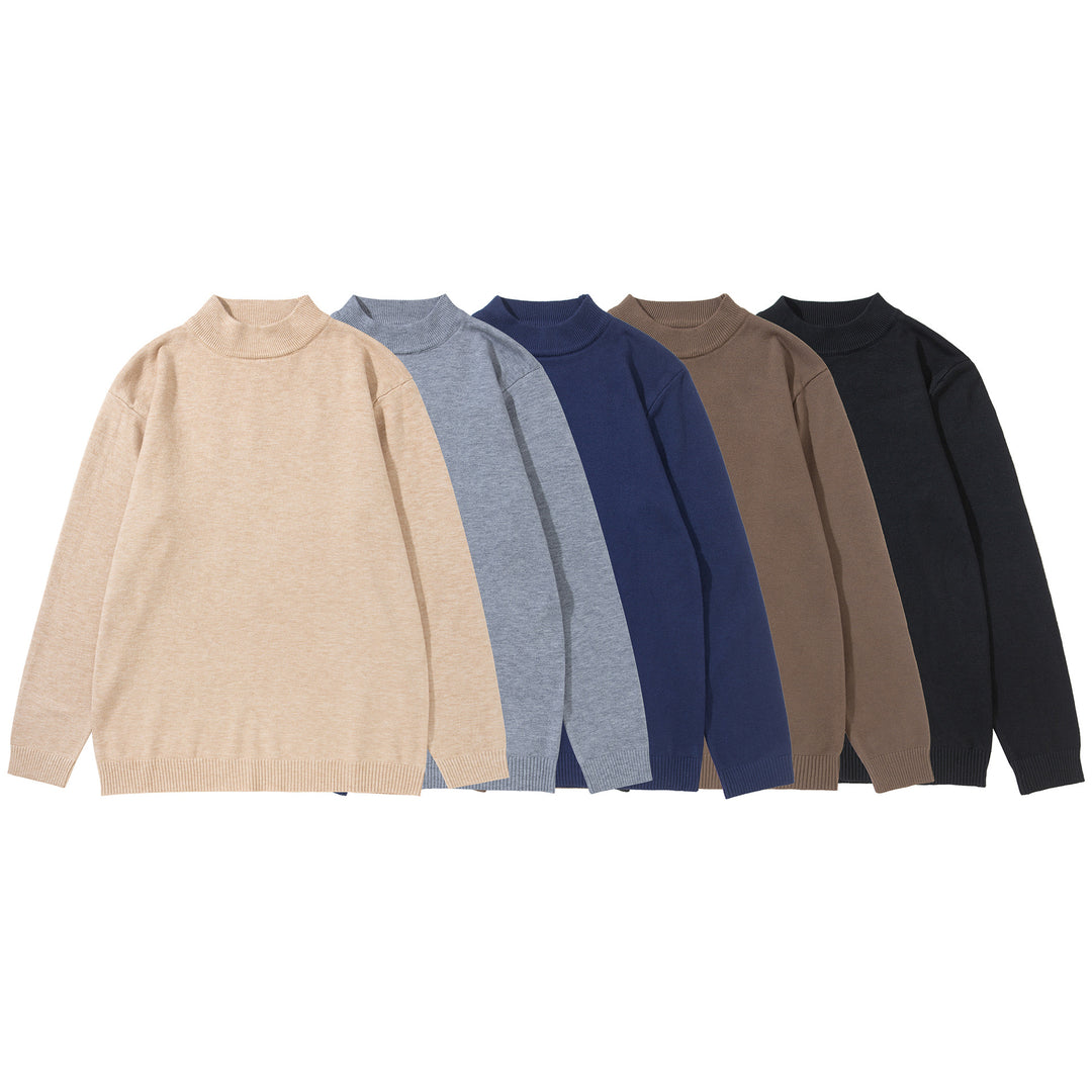 Unisex Minimalist Fine Knit Mockneck with Extra Wide Ribbed Hem Mune Fashion