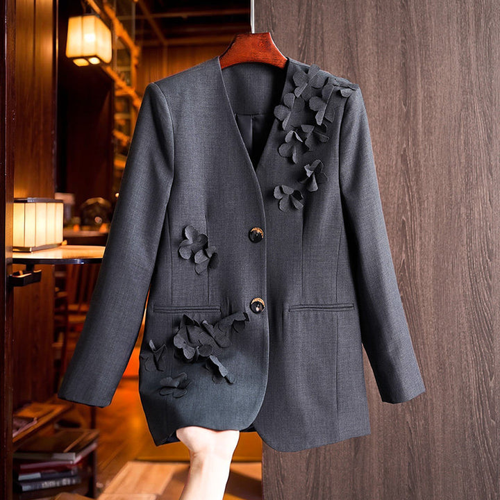 Women’s Fashion Blazer with 3D Flower Details Mune Fashion