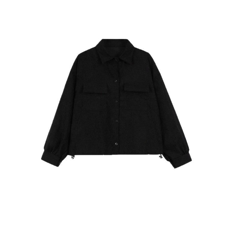 Women's cropped cord jacket with oversized sleeves and chest pockets Drune
