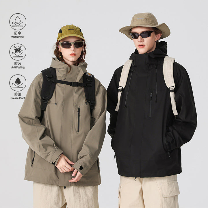Men's Technical Rain and Softshell Jacket with Adjustable Hood and Chest Zip Mune Fashion