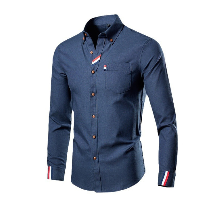 Men's slim-fitting business shirt with button-down collar and contrast trim on cuffs Mune Fashion