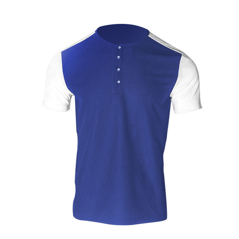Men's short-sleeved Henley shirt with mid-length button placket and raglan sleeves Mune Fashion