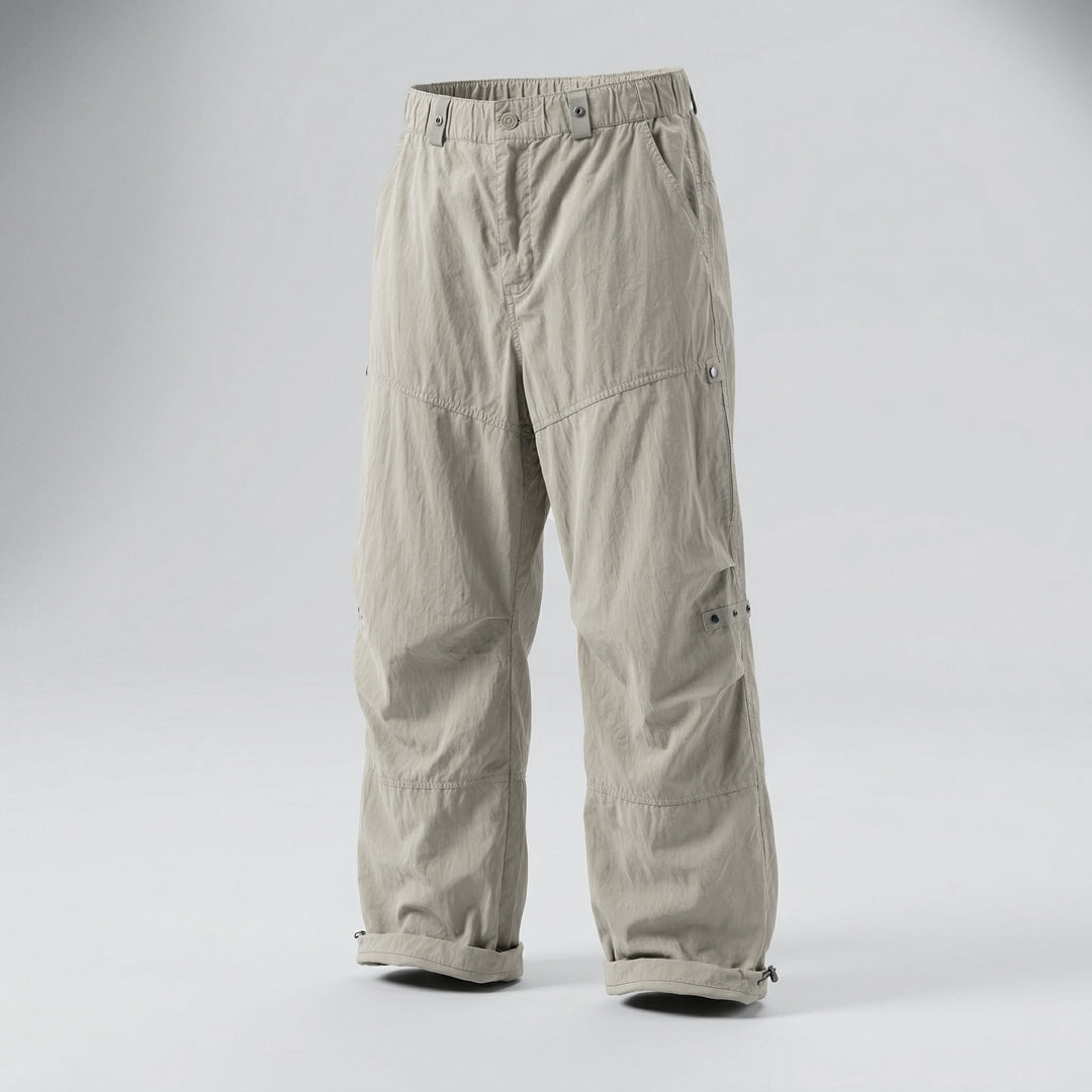 Men's Lightweight Travel Cargo Pants with Elastic Waistband and Adjustable Leg Hem Mune Fashion