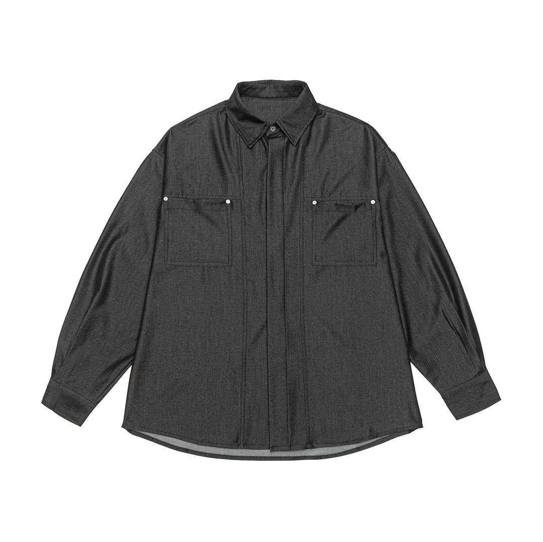 Men's overshirt made from heavy twill quality with concealed placket and chest pockets Mune Fashion