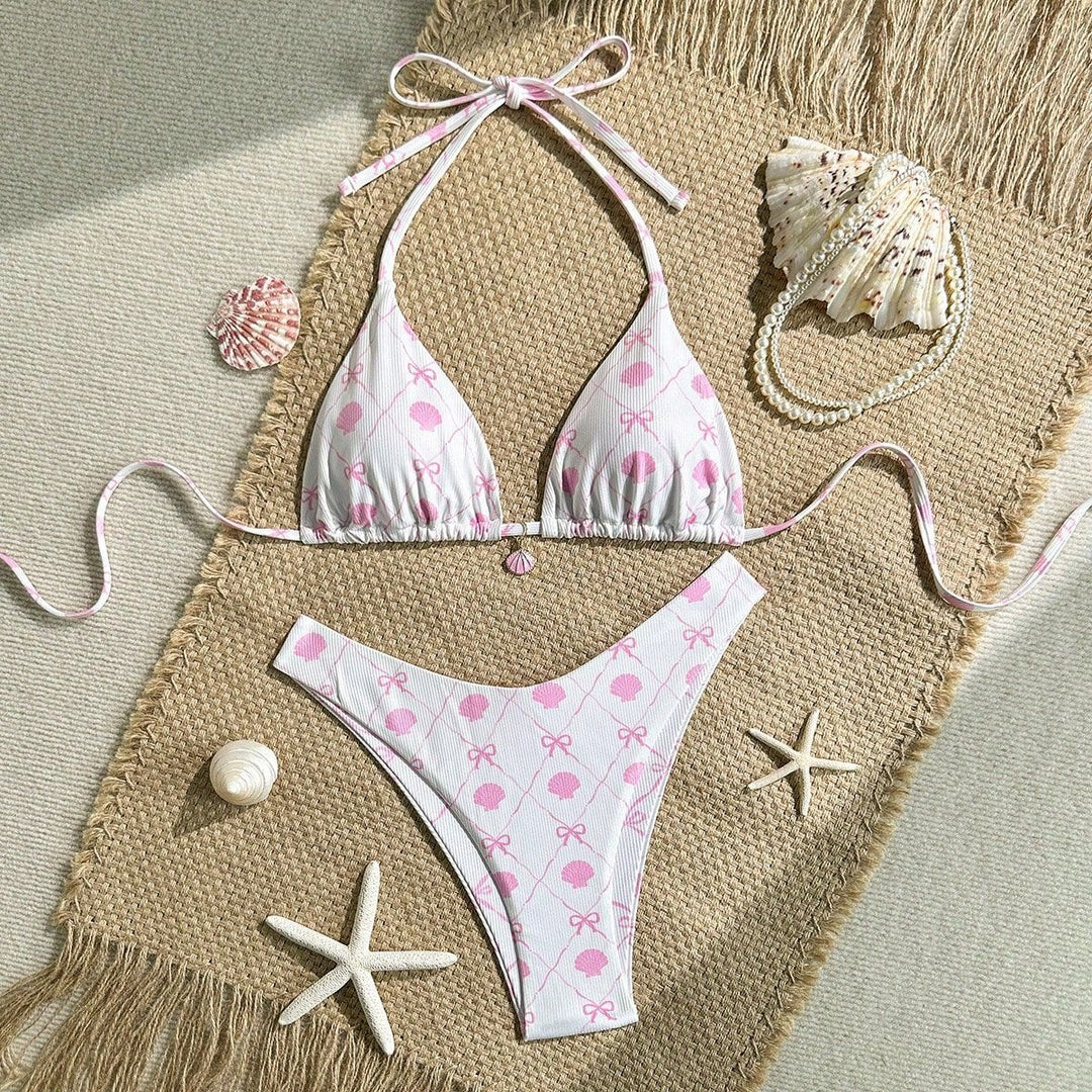 Women's Triangle Bikini with Playful Shell Design Mune Fashion