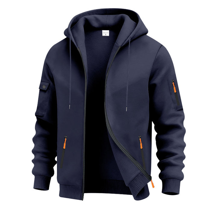 Men's nano technical hooded jacket with zipper, zip pockets and arm pocket Mune Fashion